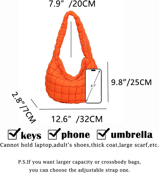 Nylon Quilted Puffer Shoulder Bag Handbag Cream