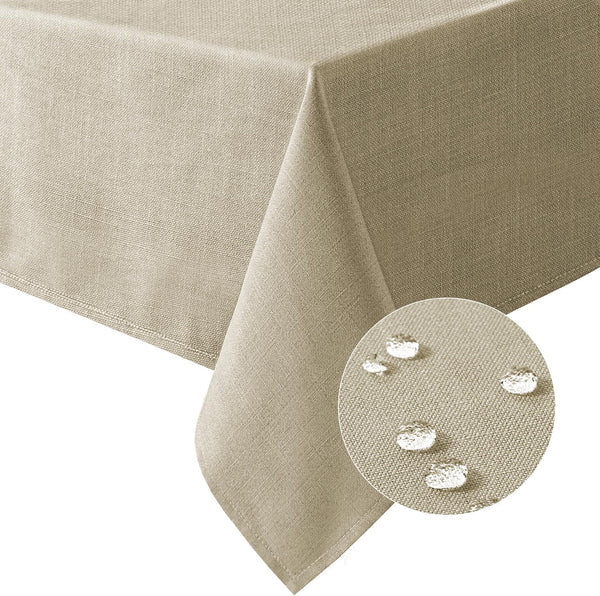 Linen Look Polyester Textured Waterproof 260gsm Tablecloth 60 x 120" Taupe