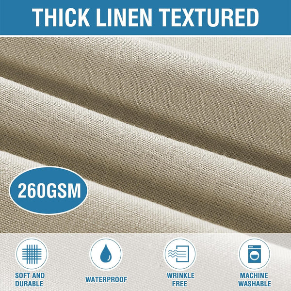 Linen Look Polyester Textured Waterproof 260gsm Tablecloth 60 x 120" Taupe