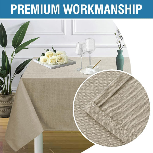 Linen Look Polyester Textured Waterproof 260gsm Tablecloth 60 x 120" Taupe