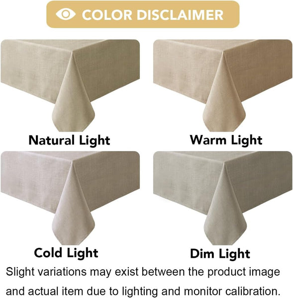 Linen Look Polyester Textured Waterproof 260gsm Tablecloth 60 x 120" Taupe