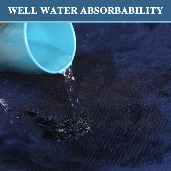 2 Pce Bath Mat Set Non Slip Memory Foam Washable 20 x 32" / 17 x 24" Navy Blue