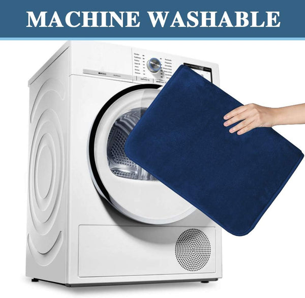 2 Pce Bath Mat Set Non Slip Memory Foam Washable 20 x 32" / 17 x 24" Navy Blue