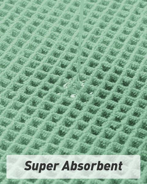 Bathroom Bath Shower Mat Non Slip Washable Waffle Fringe 17 x 24" Sage Green