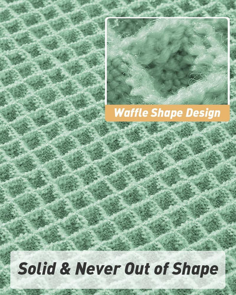 Bathroom Bath Shower Mat Non Slip Washable Waffle Fringe 17 x 24" Sage Green