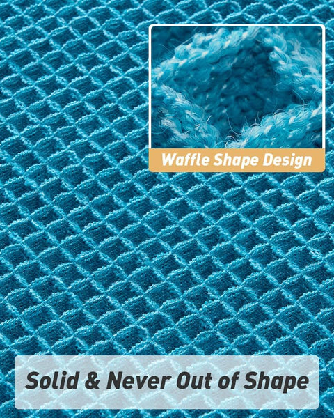 Bathroom Bath Shower Mat Non Slip Washable Waffle Fringe 17 x 24" Teal Blue