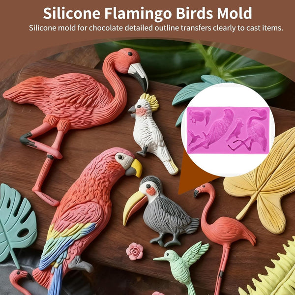 Birds Flamingo Toucan Parrot Hummingbird 3D Silicone Mold Cupcake Cake Chocolate