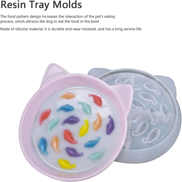 Dog Cat Slow Feeder Food Bowl Silicone Mold Epoxy Resin Casting DIY