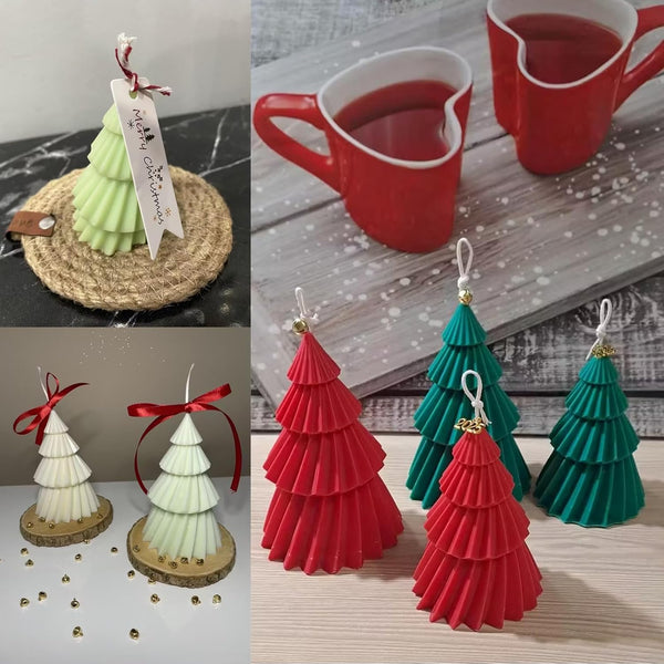 2 Pce Christmas Xmas Tree Silicone Molds Candle Soap DIY 12cm 9.5cm