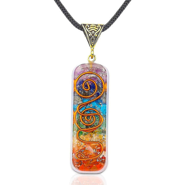 7 Chakra Healing Gemstone Crystal Necklace Wire Wrapped Adjustable Cord