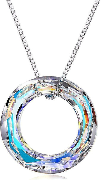 925 Sterling Silver Necklace Pendant Austrian Crystal For Women Teen Girls