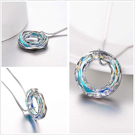 925 Sterling Silver Necklace Pendant Austrian Crystal For Women Teen Girls