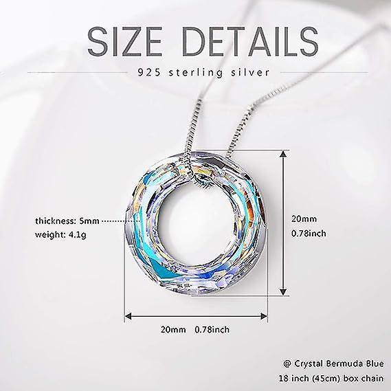 925 Sterling Silver Necklace Pendant Austrian Crystal For Women Teen Girls