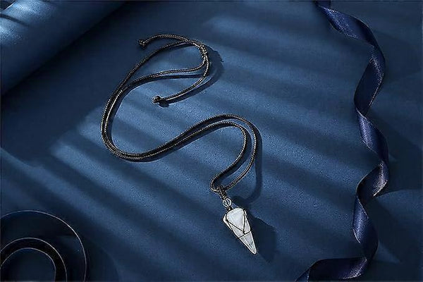 Quartz Crystal Stone Pointed Pendant Necklace Adjustable Rope