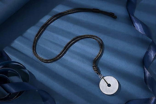 Quartz Crystal Stone Disc Pendant Necklace Adjustable Rope