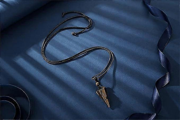Tigers Eye Crystal Stone Pointed Pendant Necklace Adjustable Rope