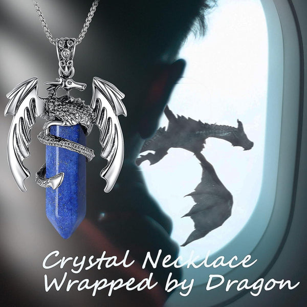 Dragon Stainless Steel Crystal Gemstone Necklace Men Women