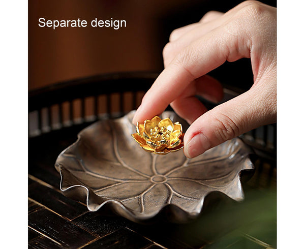Lotus Leaf Mini Incense Stick Holder Ceramic 10cm Brown