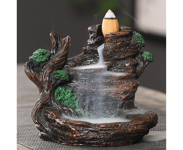 Resin Mountain River Backflow Incense Burner Holder Censer Diffuser
