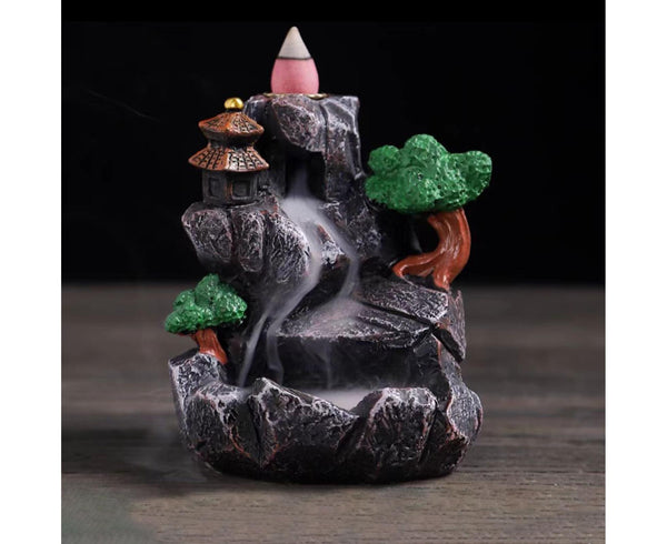 Resin Mountain Waterfall Backflow Incense Burner Holder Censer Diffuser