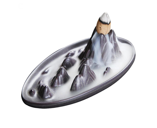 Ceramic Mountain Backflow Incense Burner Holder Censer Diffuser
