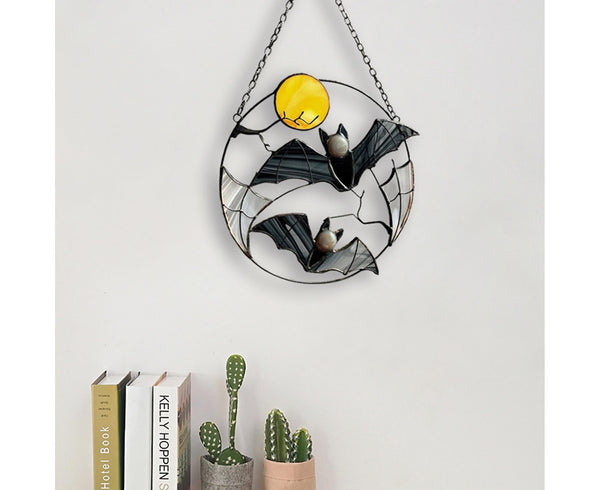 Acrylic Suncatcher 25 x 15cm Bats Moon