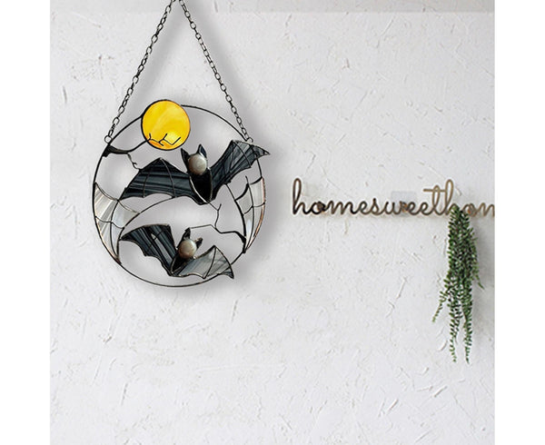 Acrylic Suncatcher 25 x 15cm Bats Moon