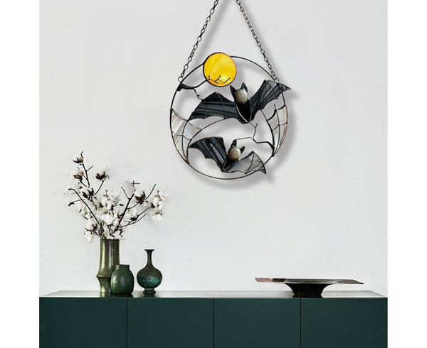 Acrylic Suncatcher 25 x 15cm Bats Moon