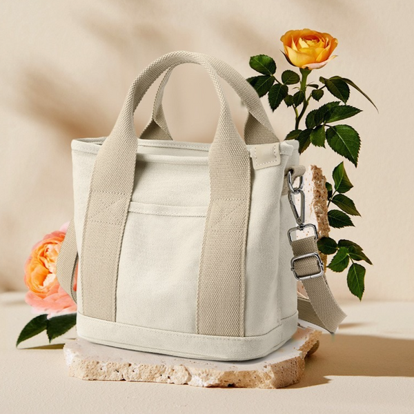 Multi-Compartment Canvas Tote Bag, 3-Way Handheld, Crossbody, and Shoulder Bag with Adjustable Strap for Daily Work and Shopping - Pink