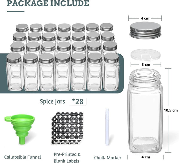 Spice Rack Organiser 28 Jars Labels Funnel Kitchen Pantry Herb Storage Organiser