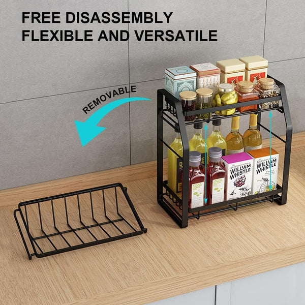 3-Tier Detachable Spice Rack Storage Organiser Kitchen Countertop Metal Black