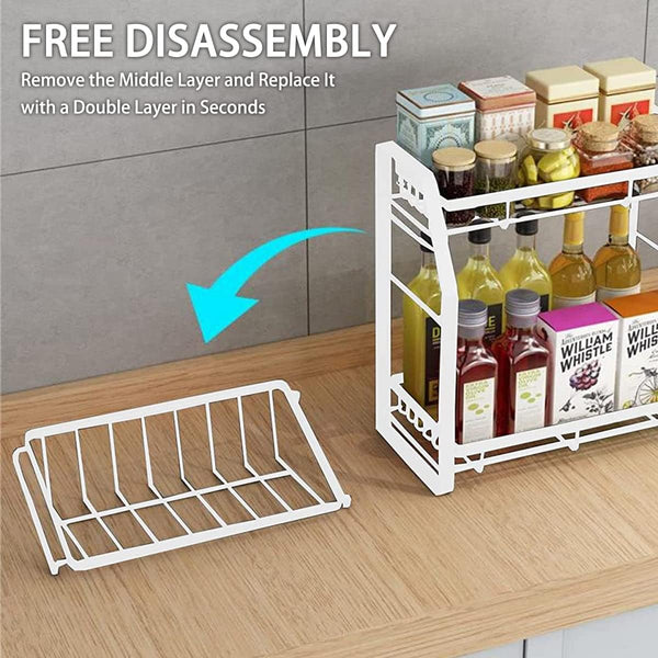 3-Tier Detachable Spice Rack Storage Organiser Kitchen Countertop Metal White