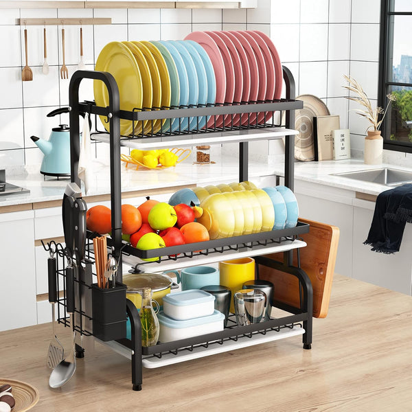 Dish Drying Drier Rack 3 Tier Stainless Steel Kitchen Utensil Cutting Board Holder