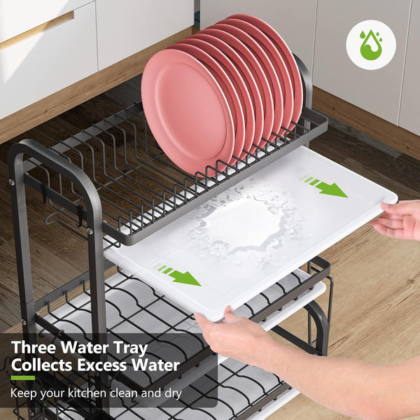 Dish Drying Drier Rack 3 Tier Stainless Steel Kitchen Utensil Cutting Board Holder