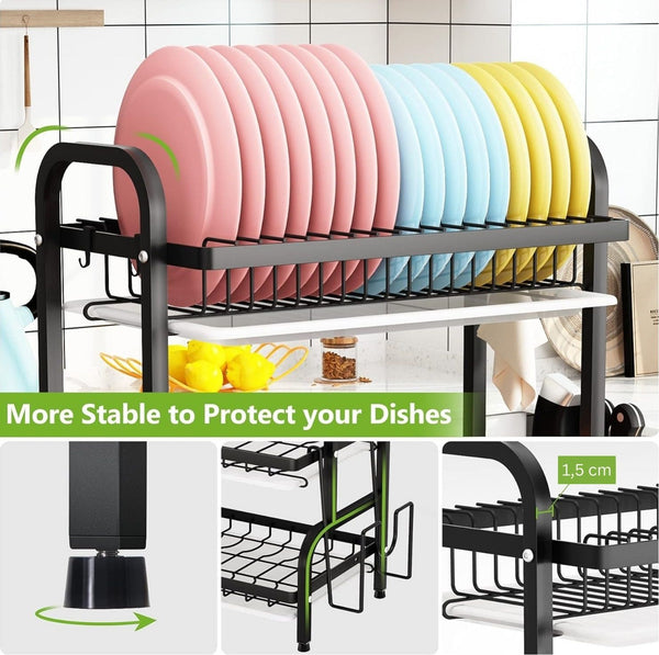 Dish Drying Drier Rack 3 Tier Stainless Steel Kitchen Utensil Cutting Board Holder