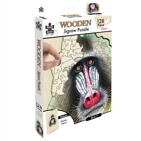 Baboon 124 Piece Wooden Jigsaw Puzzle With Stand