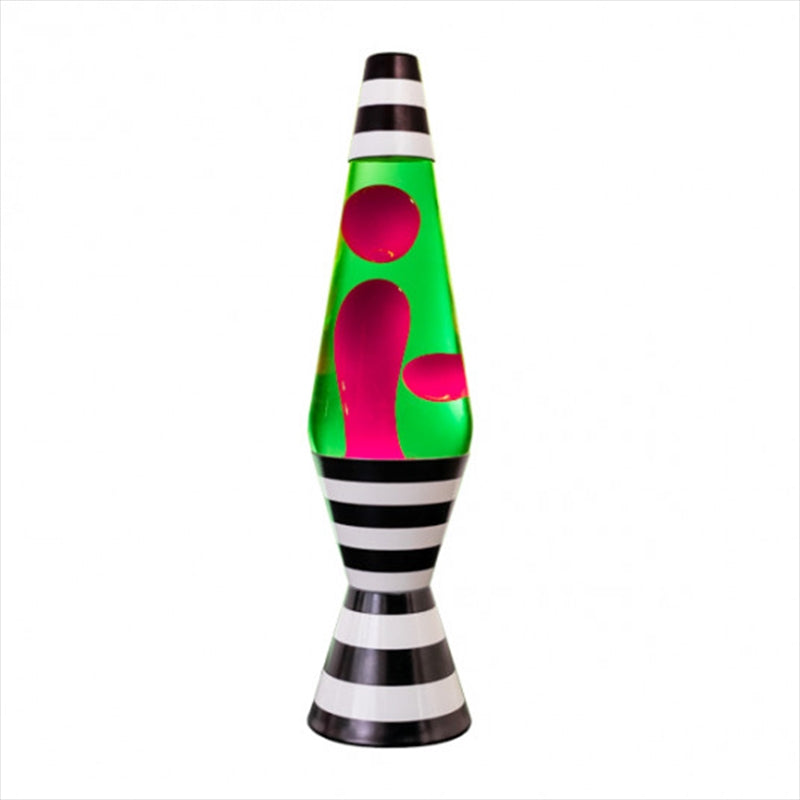Lava Motion Lamp Diamond Shape Striped Black White Green Red