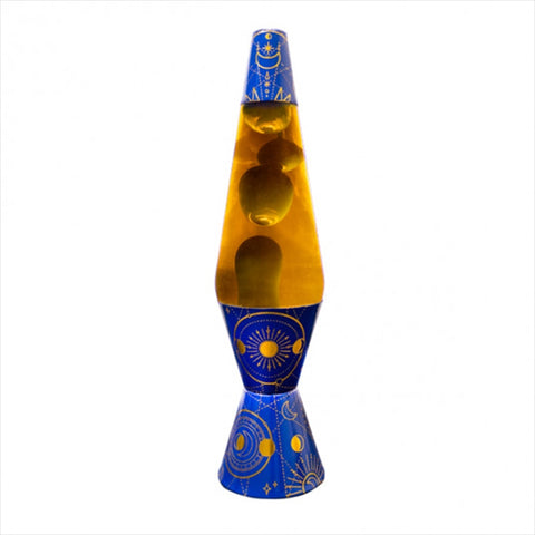 Lava Motion Lamp Diamond Shape Moon Phases Blue Gold