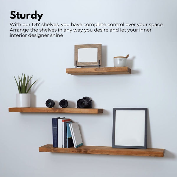 Ekkio Set of 3 Floating Shelfs Shelves Black Brown