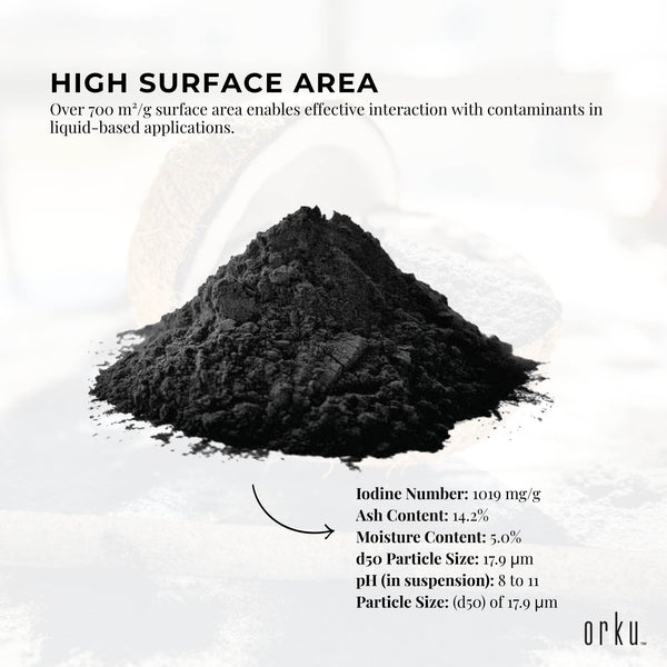 Orku 1Kg Activated Carbon Powder Coconut Charcoal - Water Filtration
