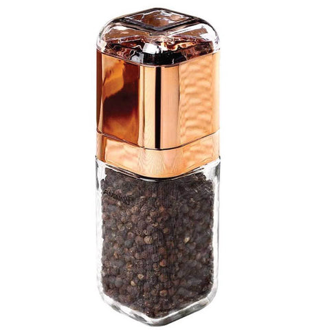 1x Salt Pepper Grinder Mill 180ml Glass Design Rose Gold Bottle Manual Hand