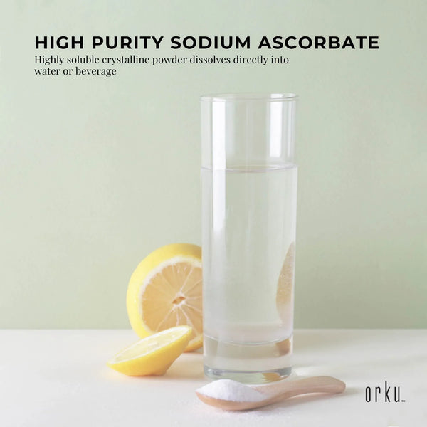 Orku 5kg Sodium Ascorbate - High Purity Soluble Crystalline Powder Ingredient