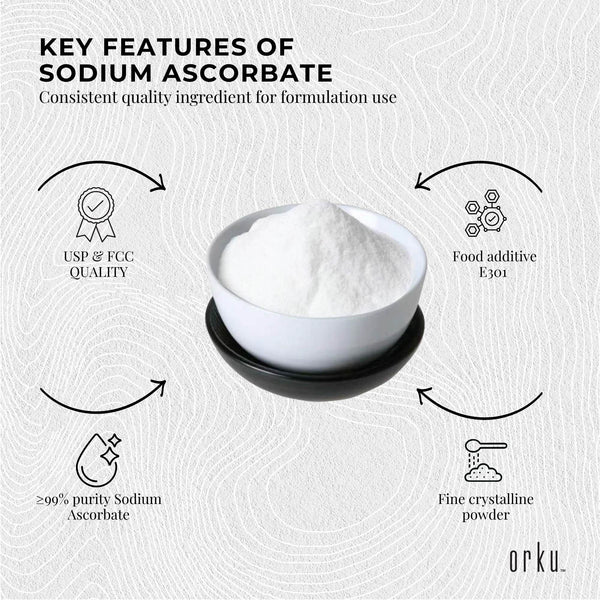 Orku 20Kg Sodium Ascorbate - High Purity Soluble Crystalline Powder Ingredient
