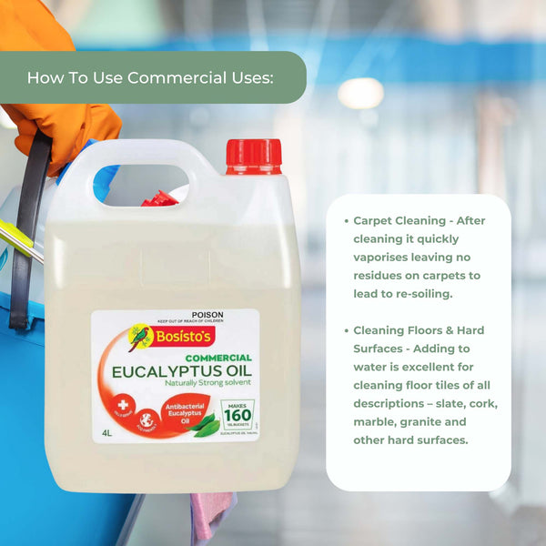 Bosisto's Commercial Eucalyptus Oil Cleaner Natural Floor Kitchen Bathroom 4L