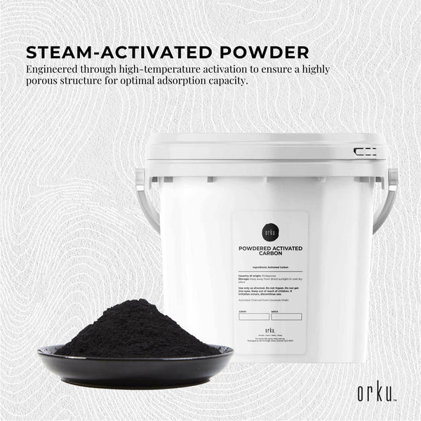 Orku 2.3Kg Activated Carbon Powder Coconut Charcoal Bucket - Water Filtration
