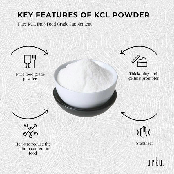 1Kg Potassium Chloride Powder - Pure E508 Food Grade Salt Substitute Replacer