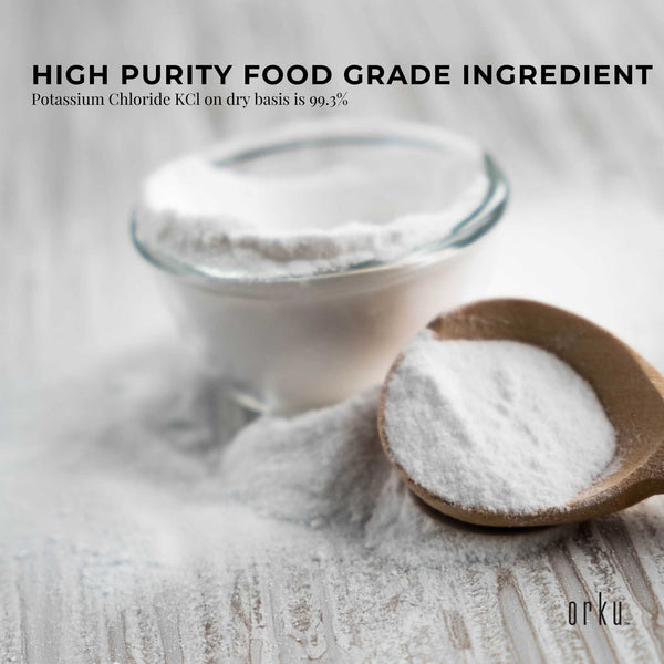 Orku 1Kg Potassium Chloride Powder (KCl) - Food Grade E508 Salt Substitute