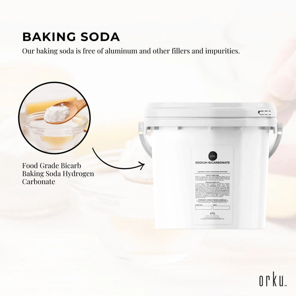 Orku 5Kg Sodium Bicarbonate Food Grade Tub Baking Soda Aluminium Free Powder