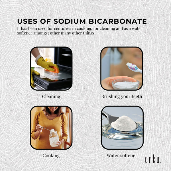 Orku 2Kg Sodium Bicarbonate Food Grade Baking Soda Aluminium Free NaHCO3 Powder