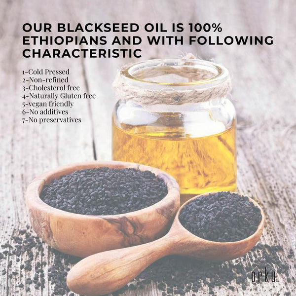 Orku Pure Ethiopian Black Seed Nigella Sativa Cumin Oil Cold Pressed 100ml